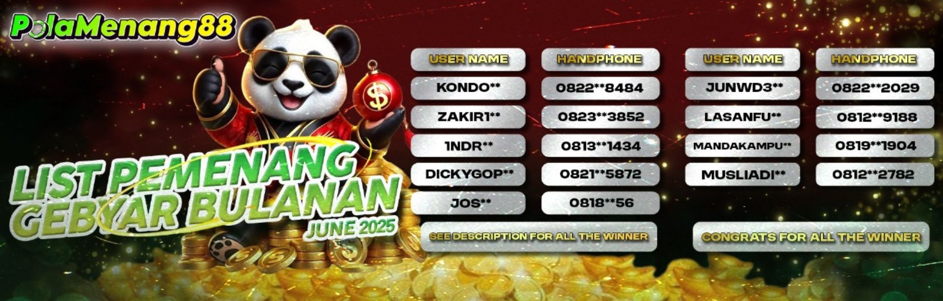 PEMENANG GEBYAR HADIAH BULANAN JUNI