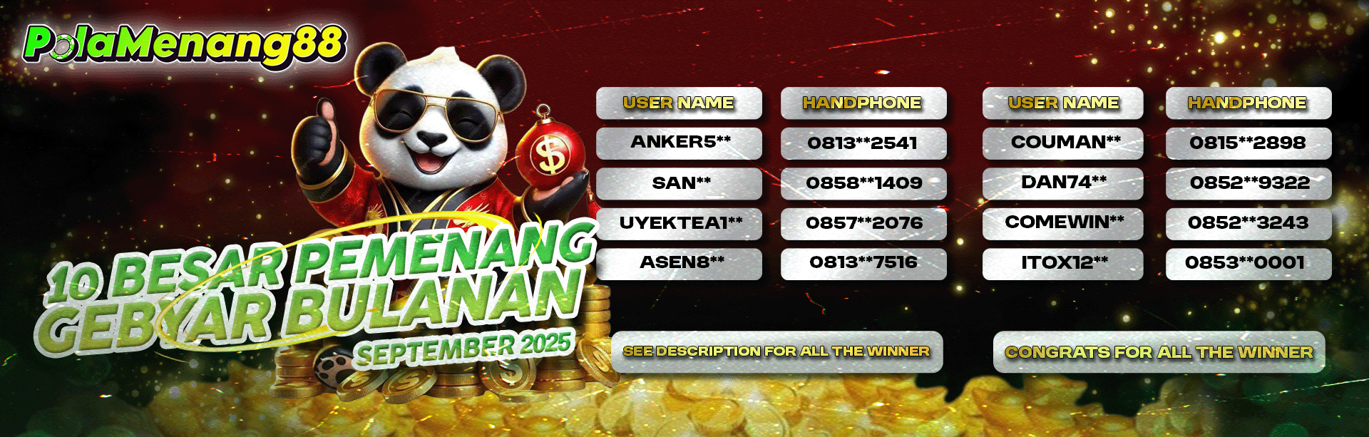PEMENANG GEBYAR HADIAH BULANAN SEPTEMBER