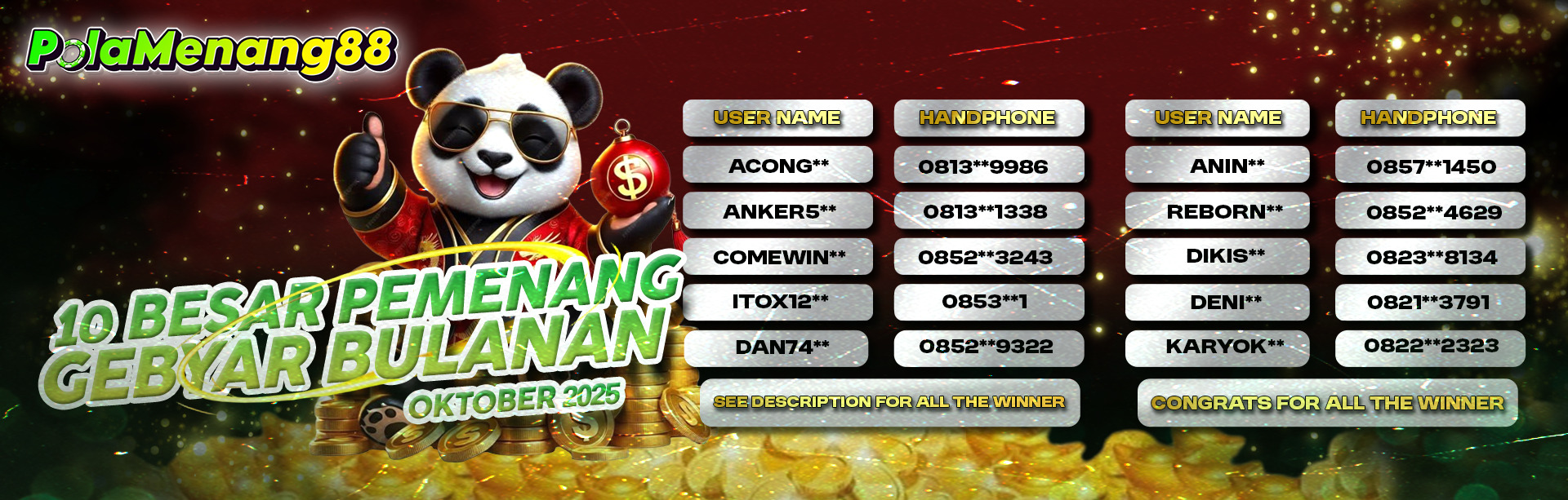 PEMENANG GEBYAR HADIAH BULANAN SEPTEMBER