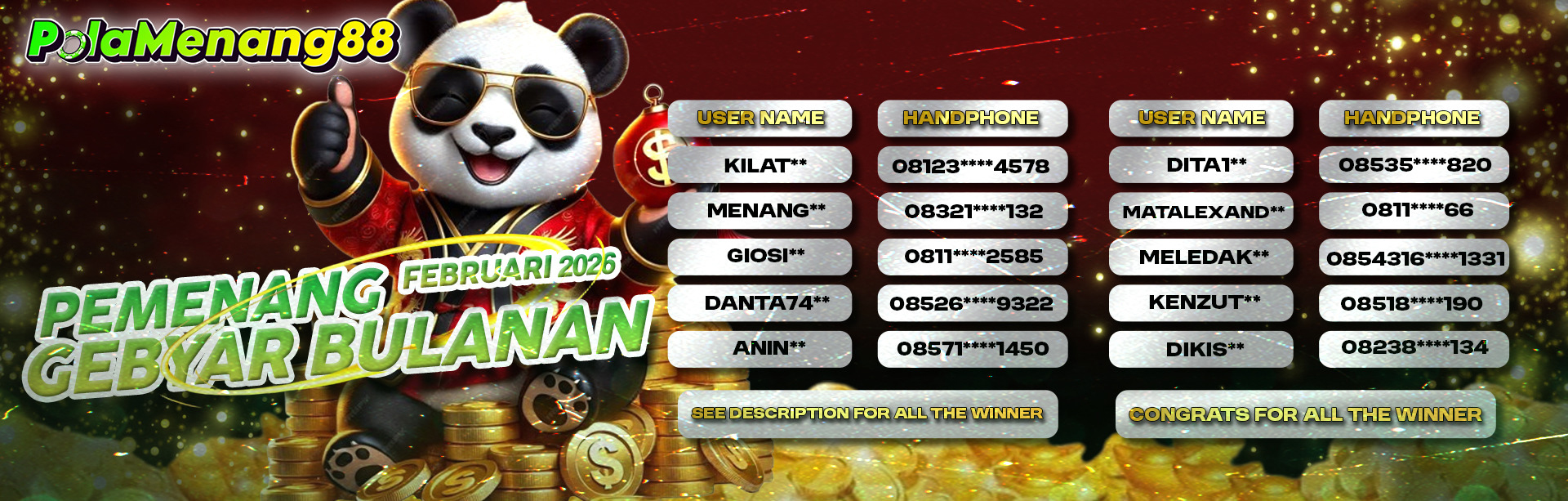 PEMENANG GEBYAR HADIAH BULANAN FEBRUARI 2026