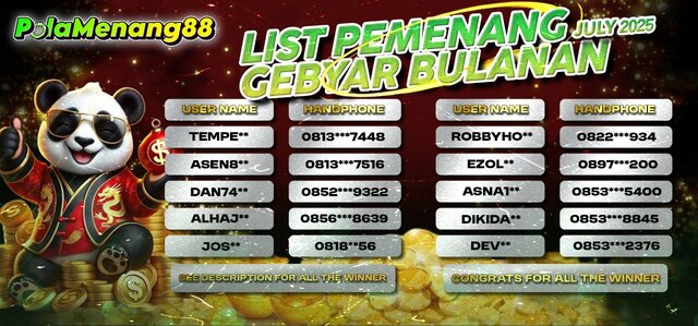 PEMENANG GEBYAR HADIAH BULANAN JULI